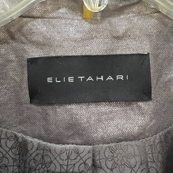 Elie Tahari Amy Metallic Coat - Linen and Cotton Snap Front in Size 10 - Picture 3 of 15